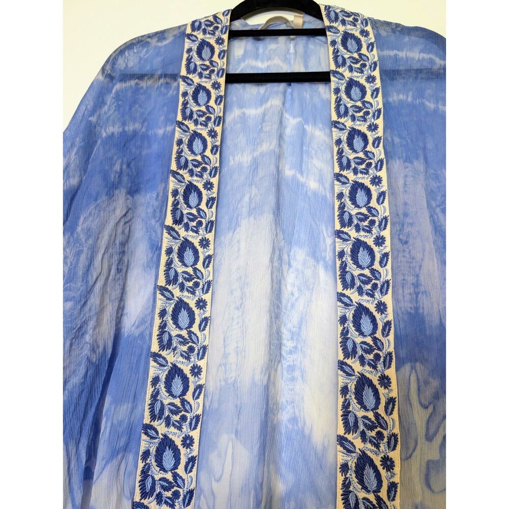Soft Surroundings Blue Tie Dye Kimono Duster Boho Lightweight L/XL - Picture 6 of 6